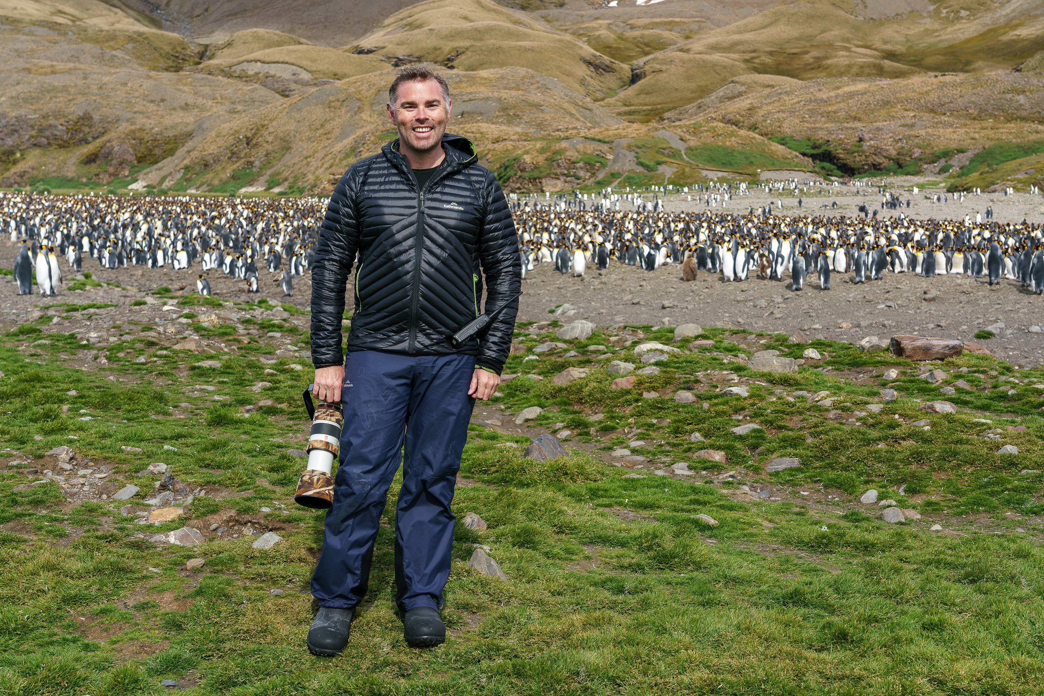 Simon with Sony camera and penguins